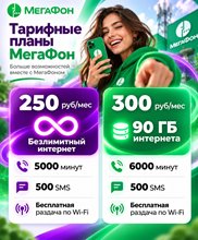 Тарифы Мегафон много минут + Безлимитный интернет с раздачей